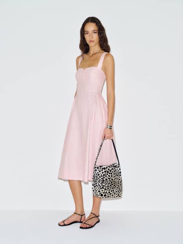 Brand New Reformation Roma Linen Dress Pink - Size 4